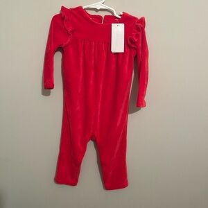 Red Ruffled Long Sleeve Ralph Lauren Baby Romper NWT *read description*
